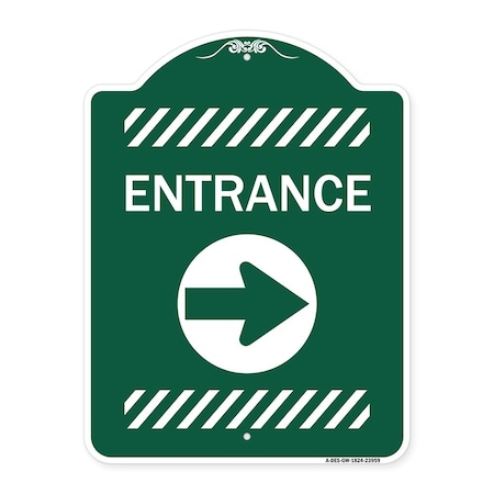 Signmission Flex Post Entrance W/ Right Arrowfor Flex Paddle Heavy-Gauge Alum, 24" L, 18" H, GW-1824-23959 A-DES-GW-1824-23959